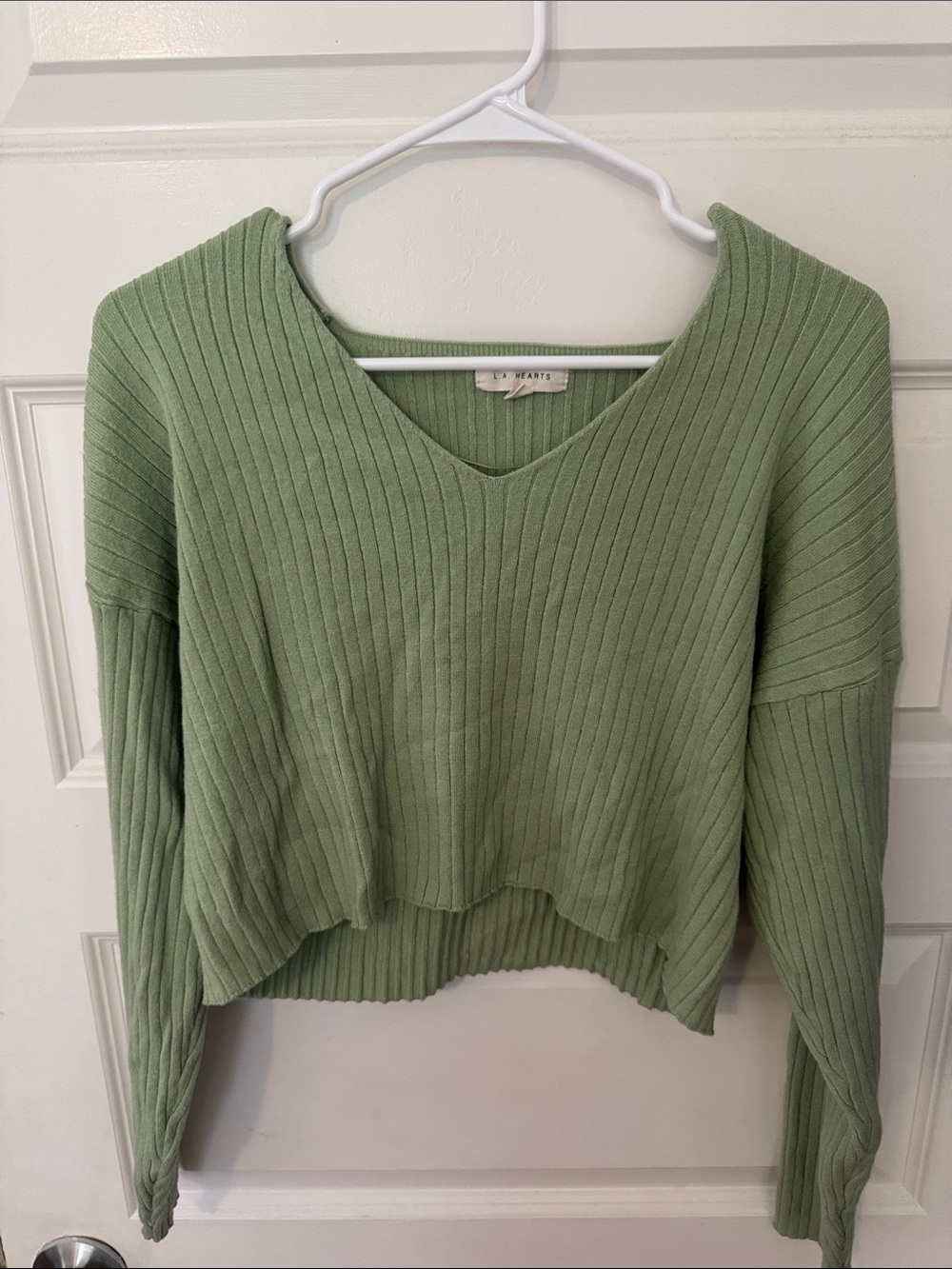 L.A. Hearts Mint Ribbed V-Neck Top